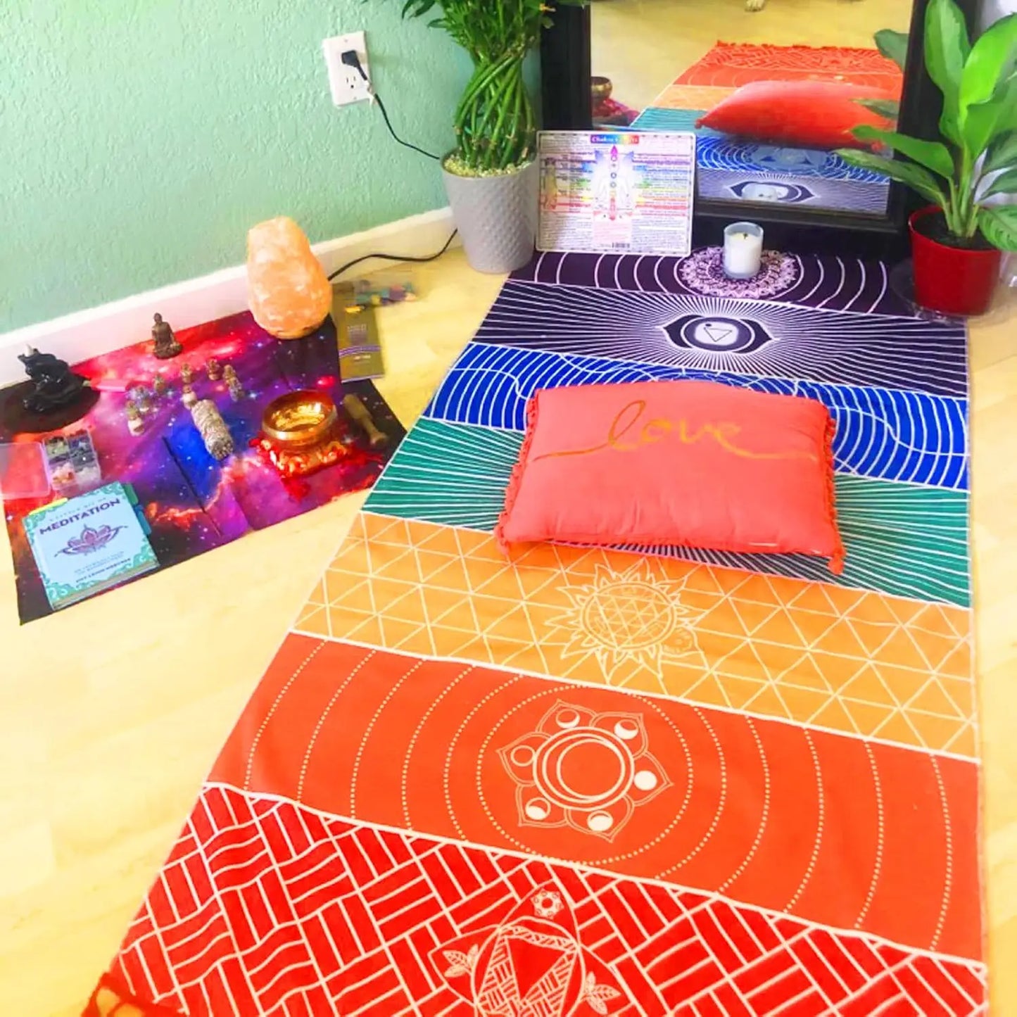 Mexican Yoga Mat Beach Picnic Blanket Chakra Meditation Rug Sunscreen Shawl Tapestry Decor Boho Pilates 59 in Polyester