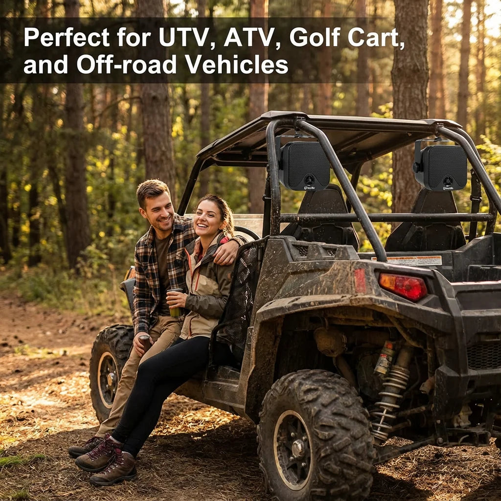 Herdio 4'' Bluetooth Marine Speakers 100W Heavy Duty Waterproof- Surface Mounted for Camper ATV UTV RZR Golf Cart Boat