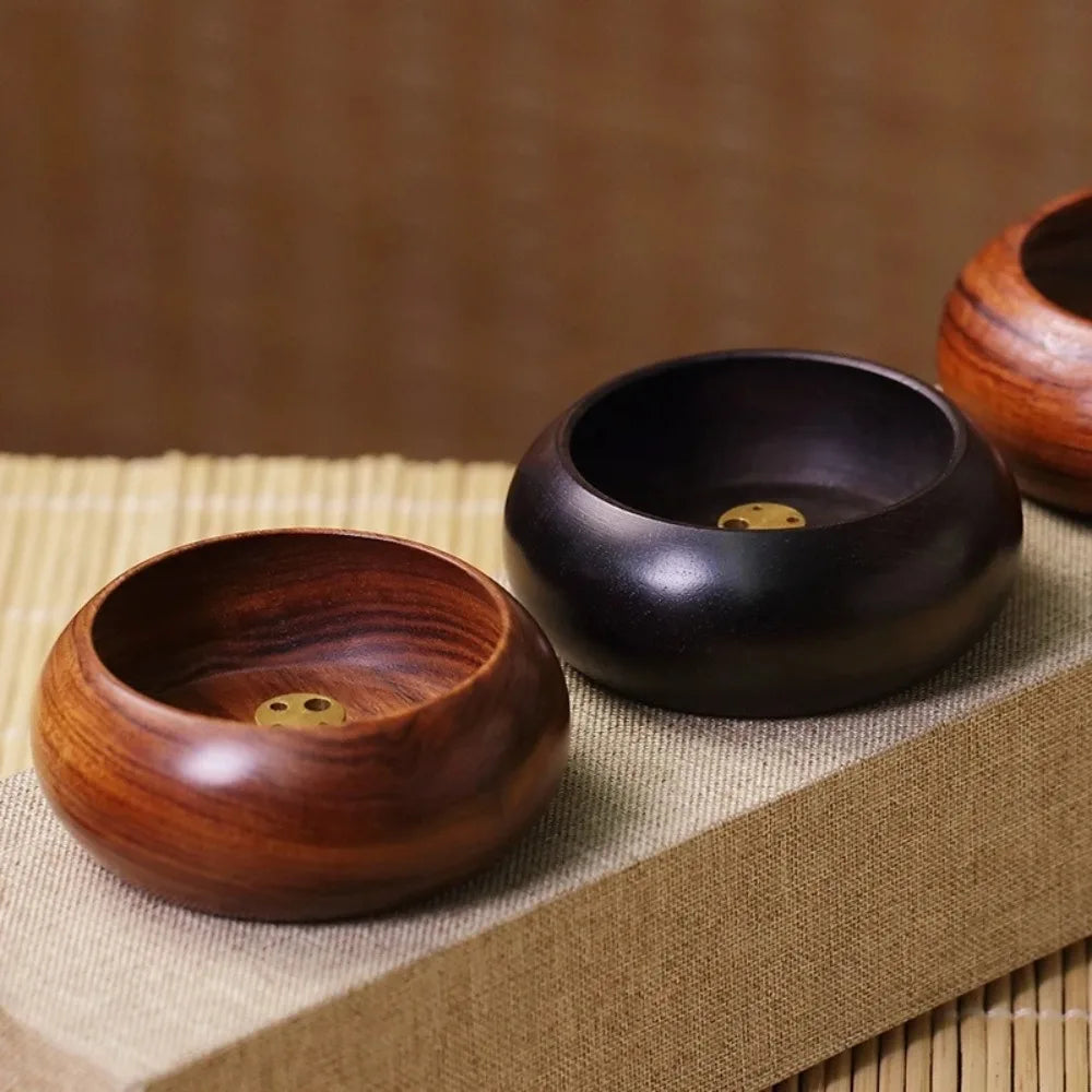Solid Wood Incense Holder Ash Catcher Bowl Shape Incense Burner for Incense Insert Sticks Meditation Yoga Living Room Tea House