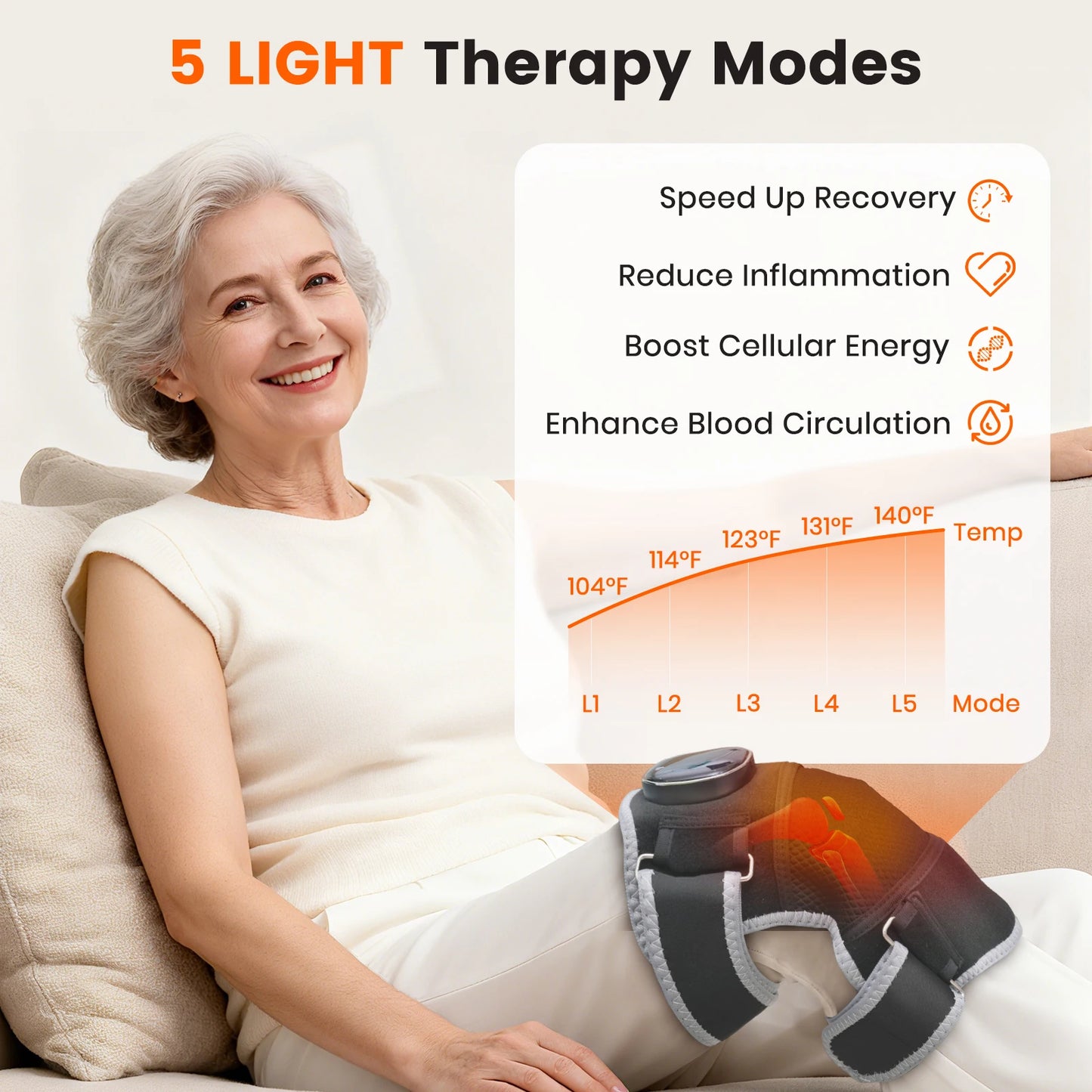 Cordless Red Light Knee Heating Vibration Massage 3-in-1 Electric Knee Massager with 5 Vibration & 6 Heating Modes Parents Elder