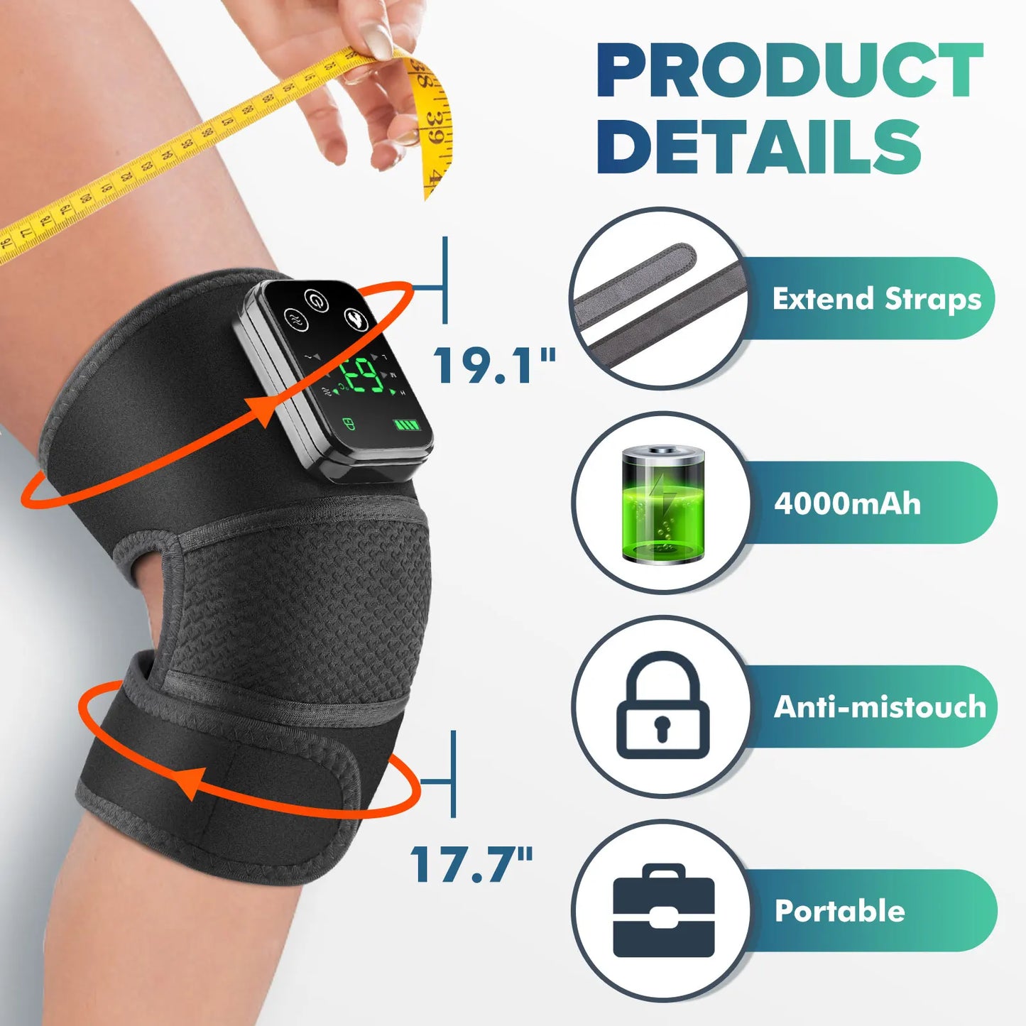 Knee Heating Massager Hot Compress Vibration Massage Elbow Shoulder Support Knee Pad Relieve Arthrit