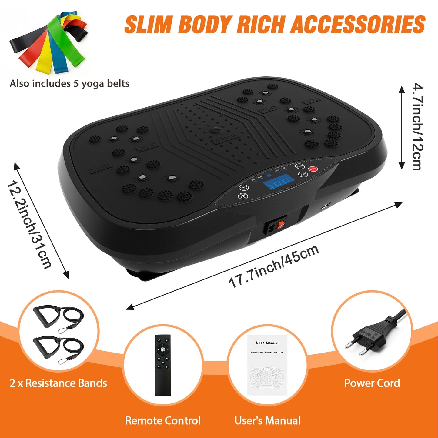Portable Vibration Plate Exercise Machine With Bluetooth Bands