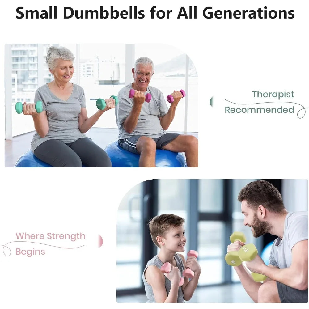 Hex Dumbbells Neoprene Coated Anti Slip Hand Weights Set