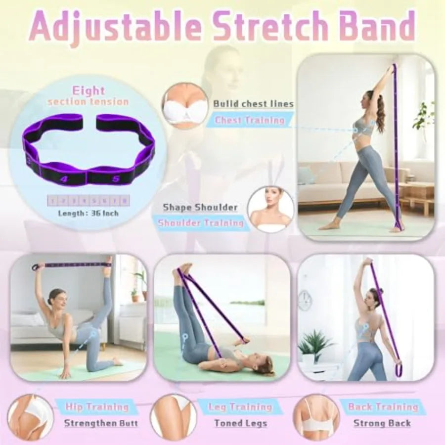 5 Pcs Resistance Bands Set, Foot Pedal Resistance Band with Handles, Workout Elastic Exercise Bands for Ab, Waist, Arm, Leg, Wo