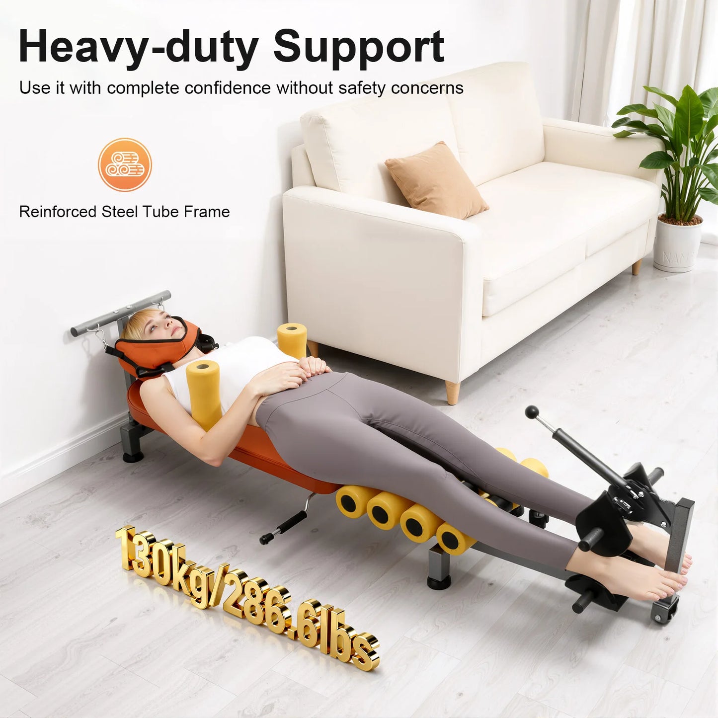 Adjustable Back Stretch Bench, Neck Stretcher Table Workout Bench 130kg Capacity for Spinal Decompression Neck Back Pain Relief