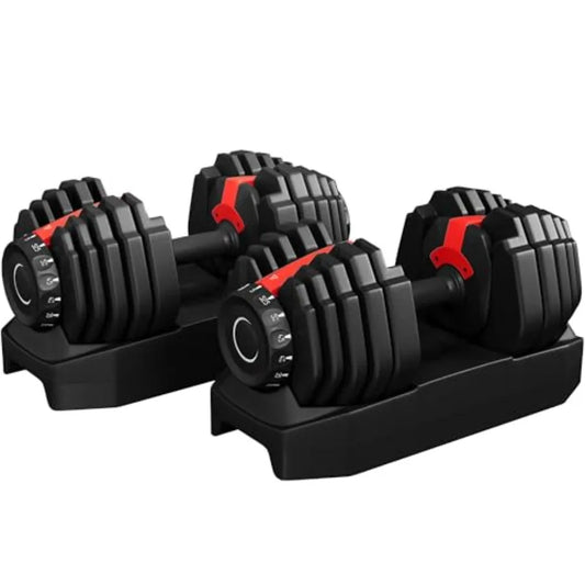 Adjustable Dumbbell Set 28/40/52.5/90LBS Fast Adjust Dumbbells with Anti-Slip Handle and Tray for Home Gym Strength Training in