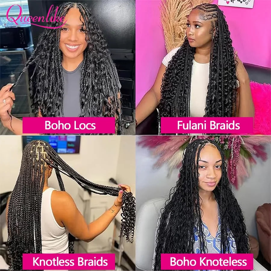 Queenlike Boho Braids Human Hair 18 20 Inch Deep Wave Bulk 50/100g Unprocessed Remy 100% Human Hair Extensions No Weft For Braiding Fast Delivery