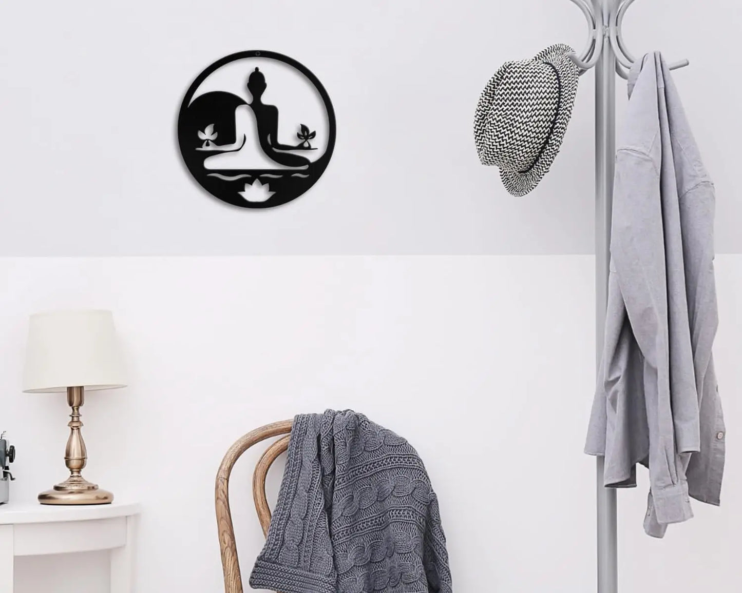 Metal Zen Wall Decor Iron Buddha Art Lotus Spiritual Meditation Décor for Living Room Bedroom Yoga Studio Office