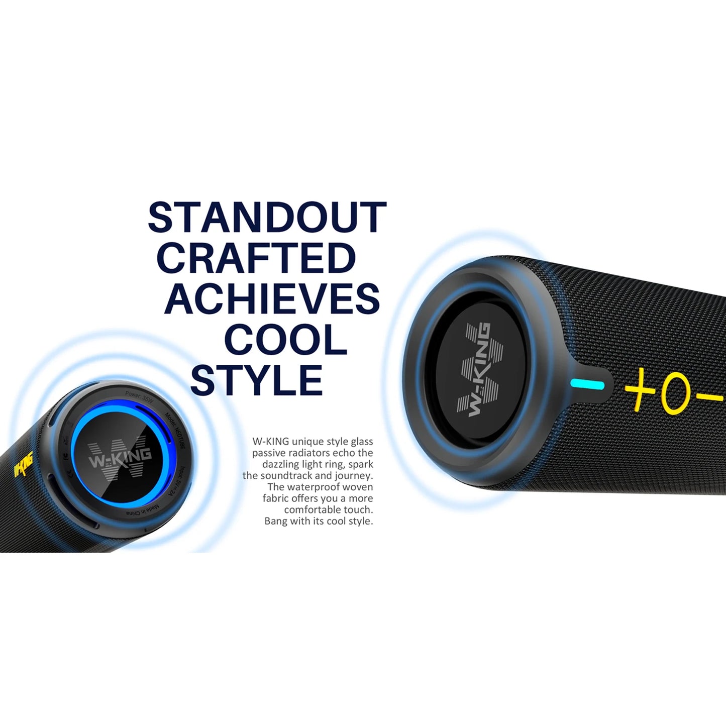 W-KING D320 40W Portable Speaker, IP67 Waterproof, APP Control, High-Quality Audio, TF/AUX, Dynamic Lights for Party, Outdoor, Shower