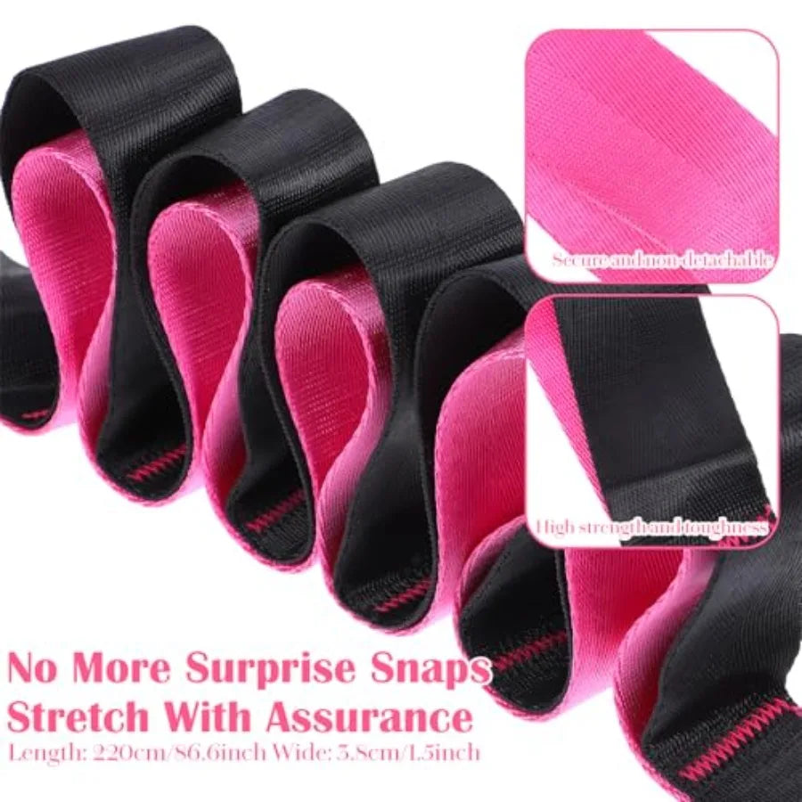 Stretch Straps with 12 Loops Non Elastic Yoga Straps with Door Buckle for Leg Stretching Yoga Stretching Band for Physical Ther