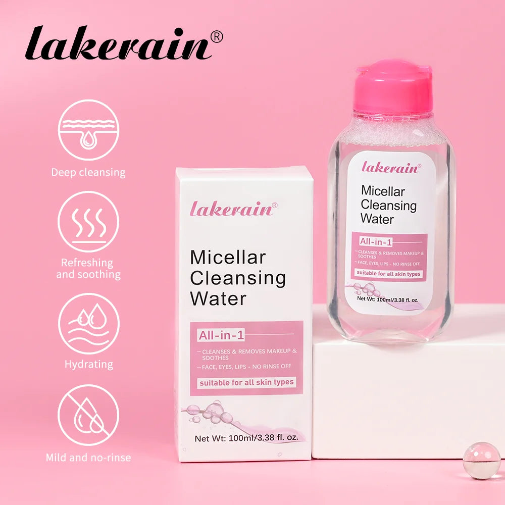 Lakerain Micellar Cleansing Water Makeup Remover Hydrating Facial Cleanser