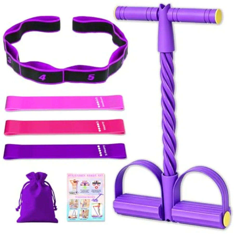 5 Pcs Resistance Bands Set, Foot Pedal Resistance Band with Handles, Workout Elastic Exercise Bands for Ab, Waist, Arm, Leg, Wo