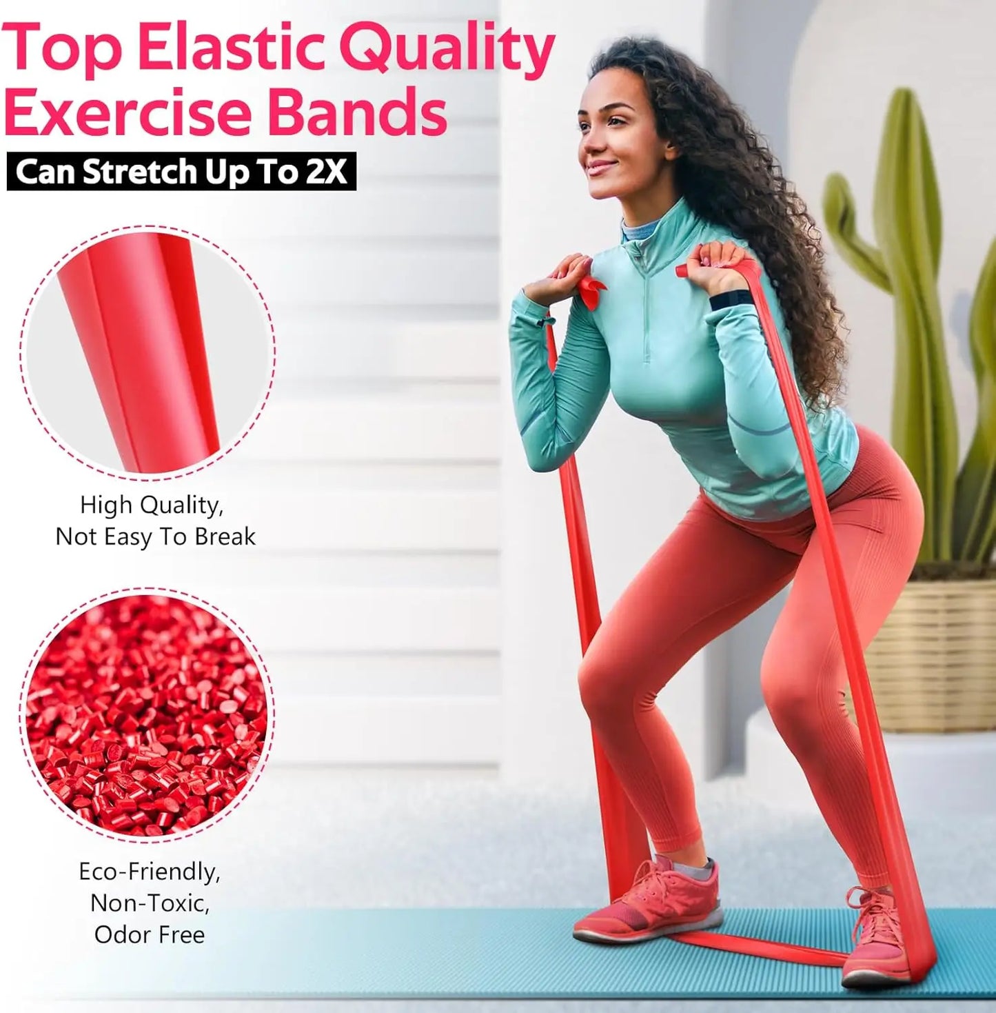 Resistance Bands Set for Exercise, Physical Therapy, Pilates, Yoga & Rehab - 3 Levels
