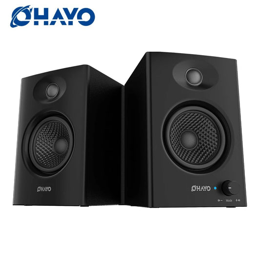 OHAYO Active Bluetooth 5.3 Bookshelf Speakers, 60W MDF Wooden Speaker Unit , 2.0 Computer PC Monitor Gaming Speakers,RCA/AUX/USB