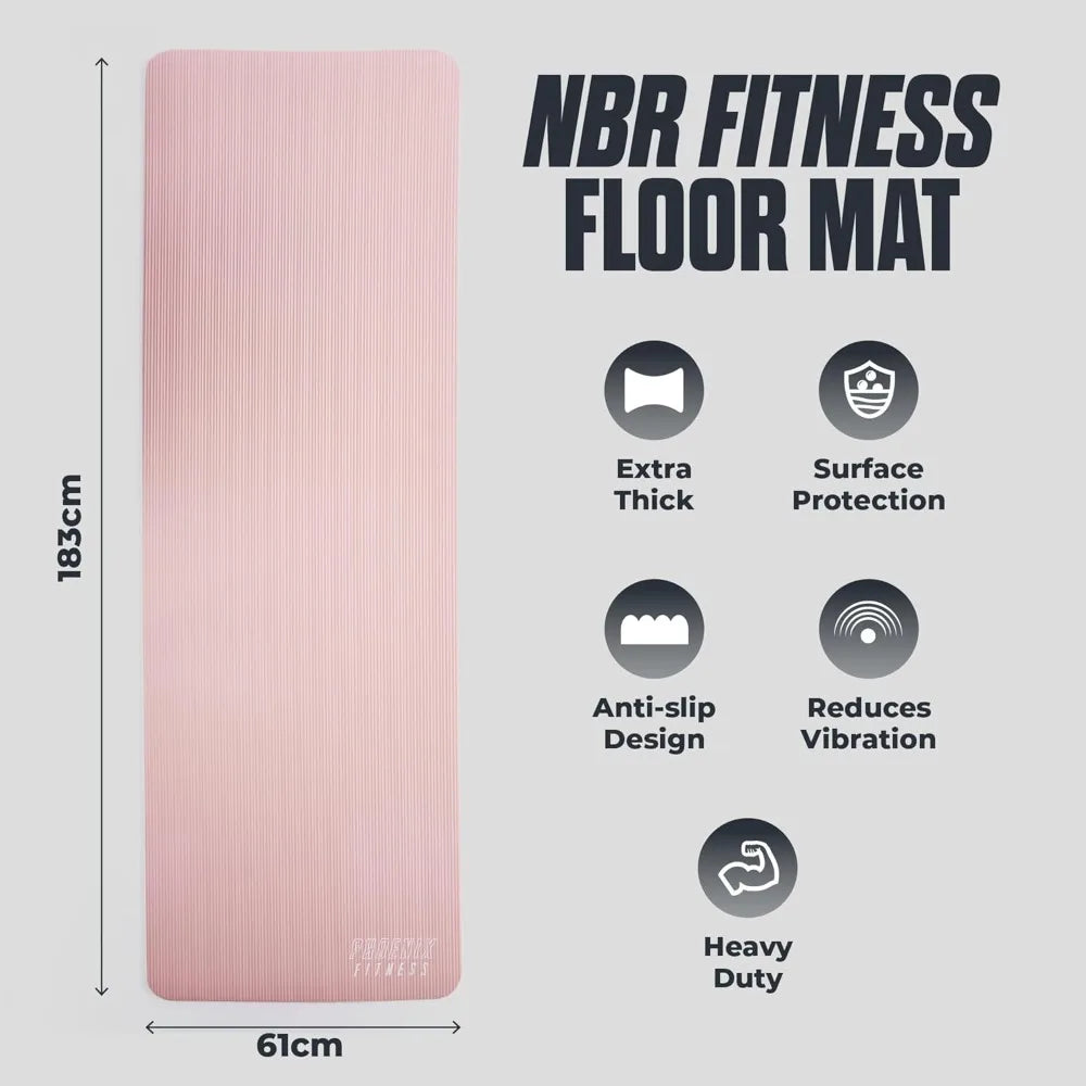 Extra Thick 15mm NBR Yoga Mat with Carry Strap - Non Slip for HIIT, Pilates, Men & Women