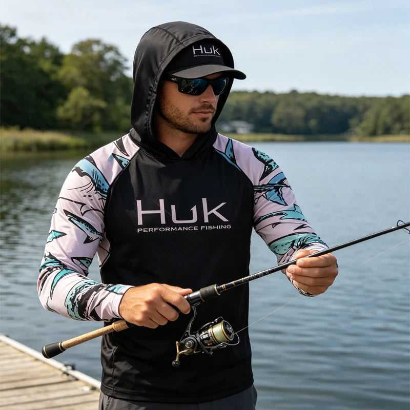 Fishing Hoodie Shirt For Men Long Sleeve Sun Protection