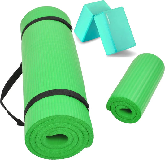 Extra Thick Yoga Mat with Carrying Strap, Non-Slip, Moisture Resistant, High Density