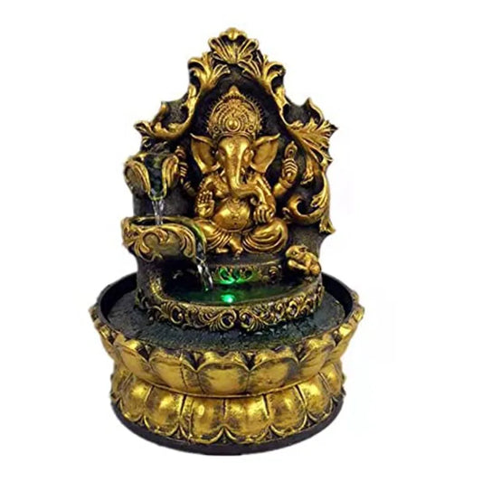 Ganesha Statues Indoor Water Fountain Elephant Buddah Statute Tabletop Fountain with Rolling Ball Zen Fountain for Home Office