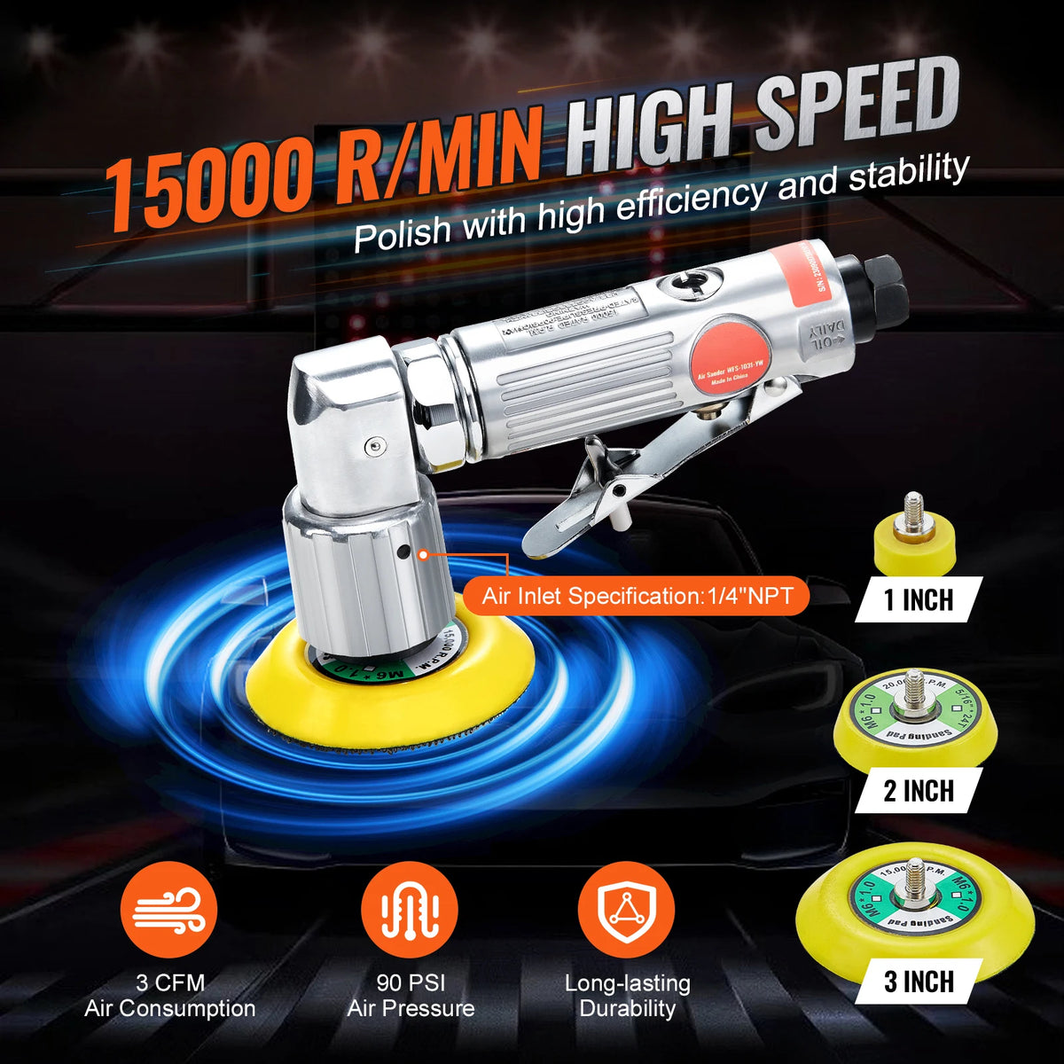 SucceBuy Pneumatic Orbital Air Sander Polisher for Automotive Finishing