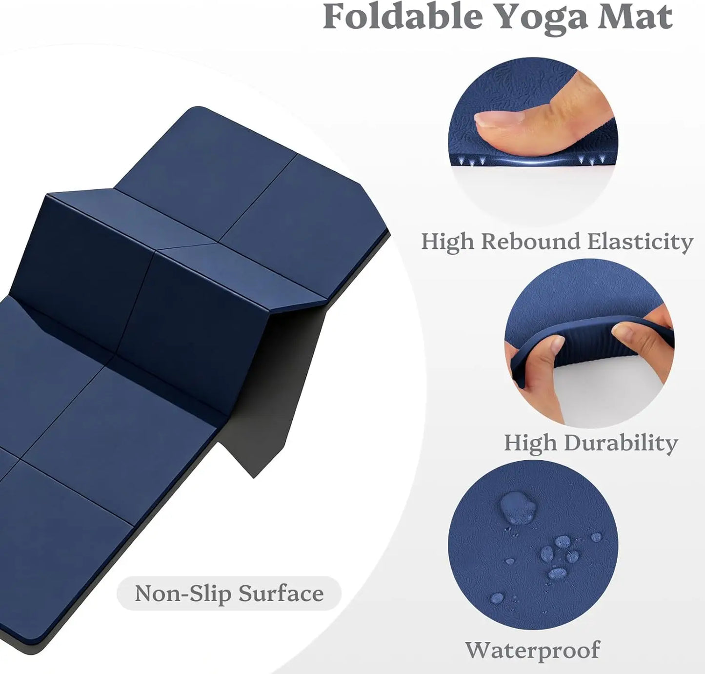Foldable Non Slip Yoga Mat With Carrying Strap Home Gym