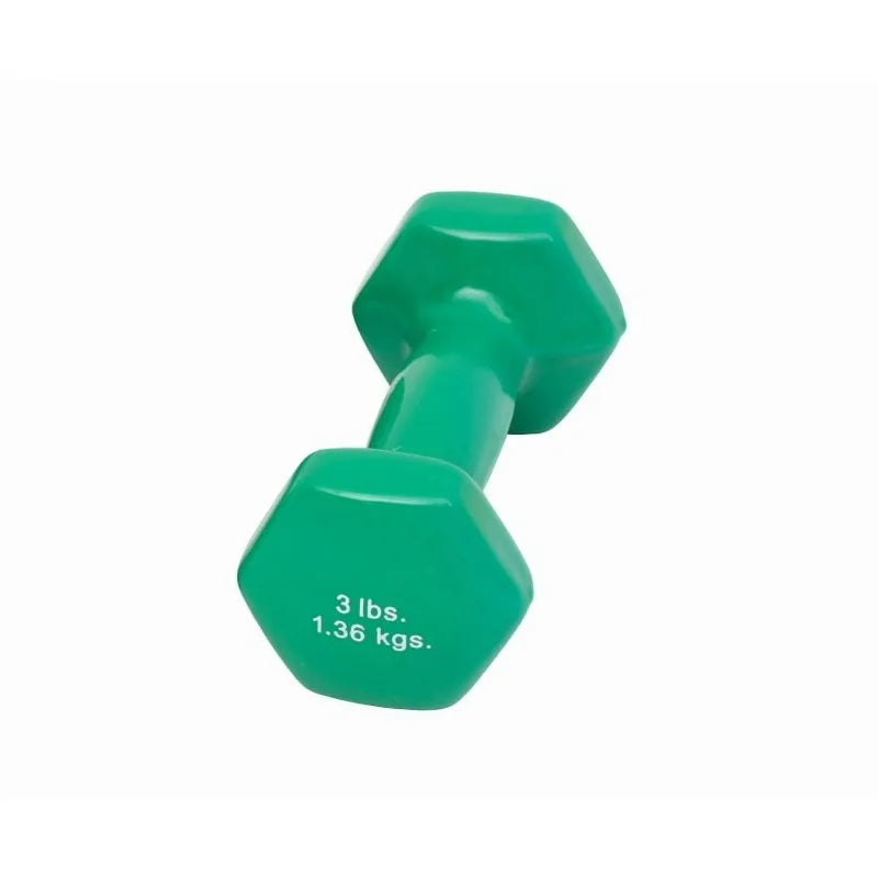 Vinyl-Coated Iron Dumbbell, Green, 3 lb, 1 Each