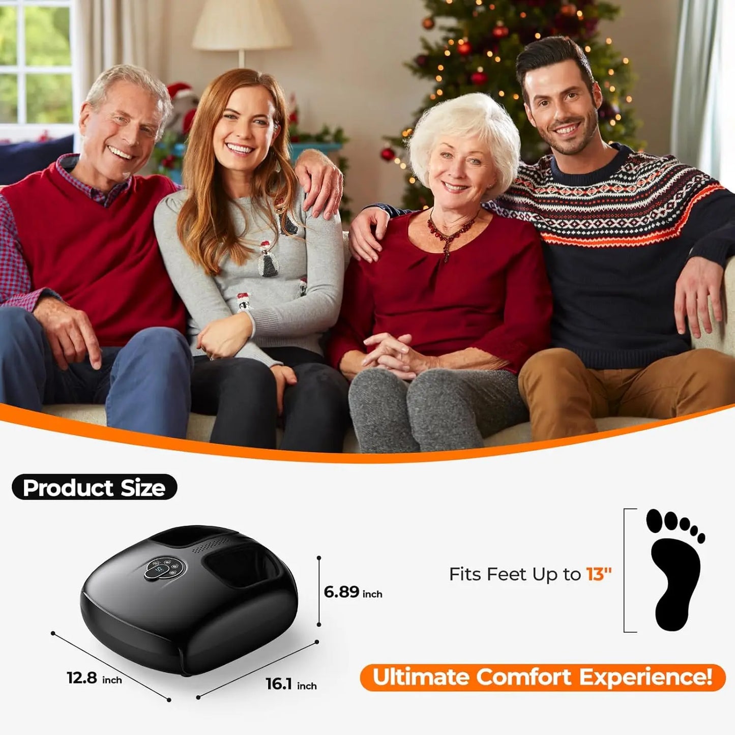 Shiatsu Foot Massager Electric Vibration Massage Machine with Air Compression 4 Modes 5 Levels Muscle Relax Tired Feet Relief