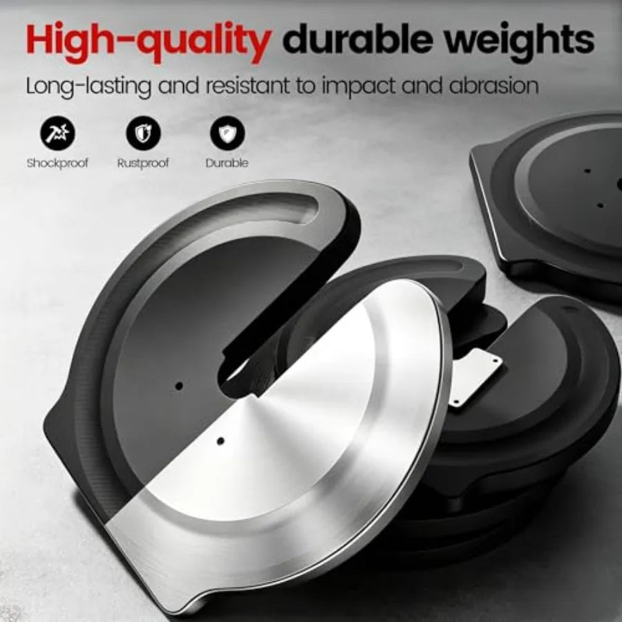 Adjustable Dumbbell Set 90 lbs Weights 1 Hand Rotation Safety Lock System Anti-Slip Textured Handle Space-Saving Dumbbell Set f