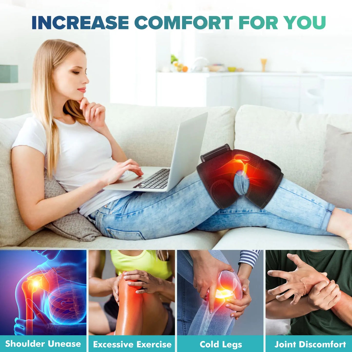 Knee Heating Massager Hot Compress Vibration Massage Elbow Shoulder Support Knee Pad Relieve Arthrit