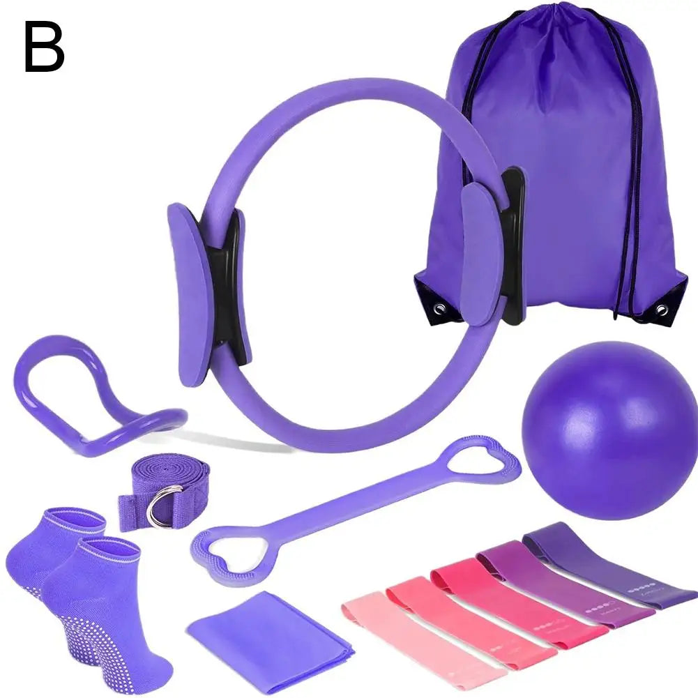 13 Piece Yoga Circle Gym Set, Solid Color PP, Stretching and Core Training Equipment, Fitness Tools for Sculpting and Flexibilit