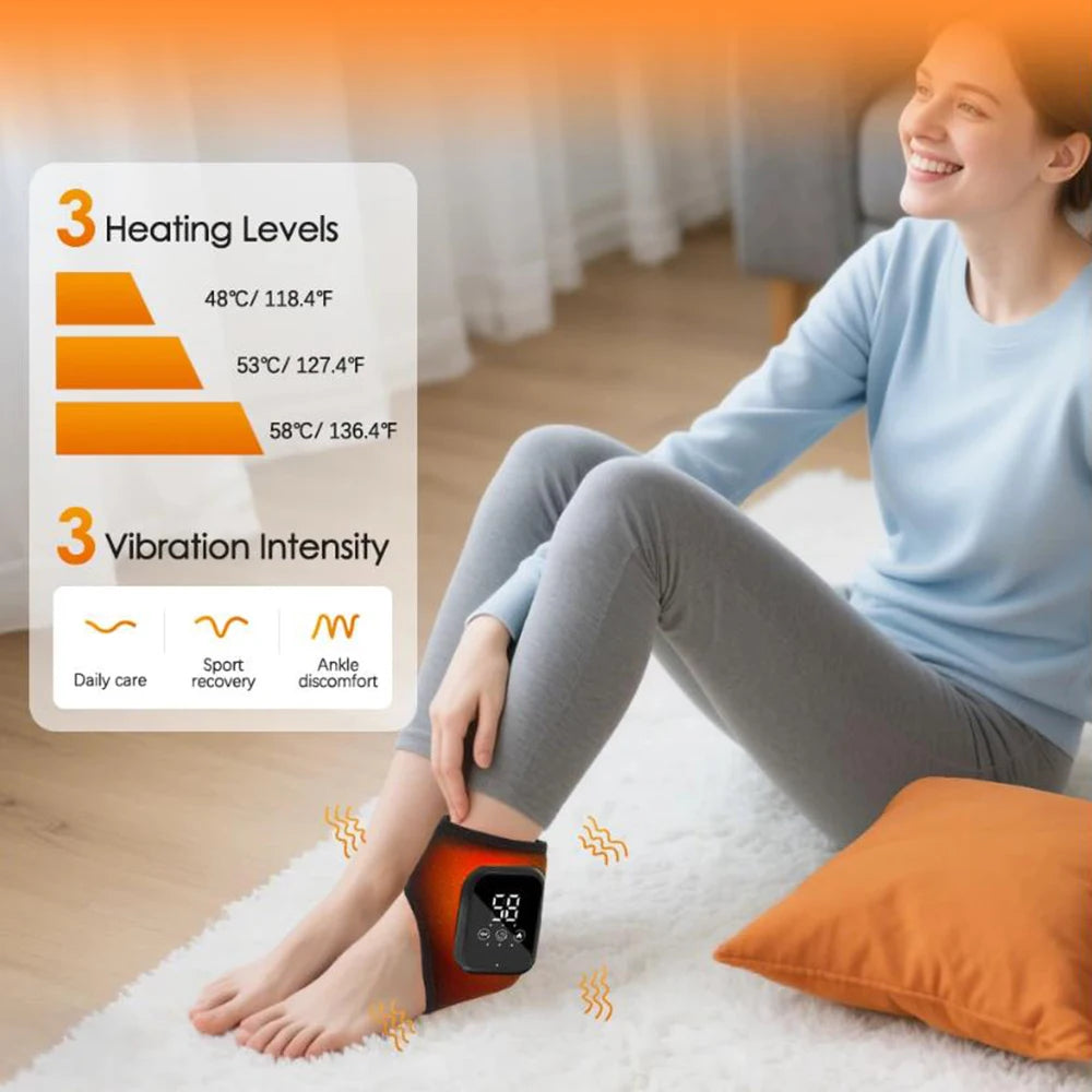 Electric Heat And Vibration Ankle Massager With Infrared Therapy