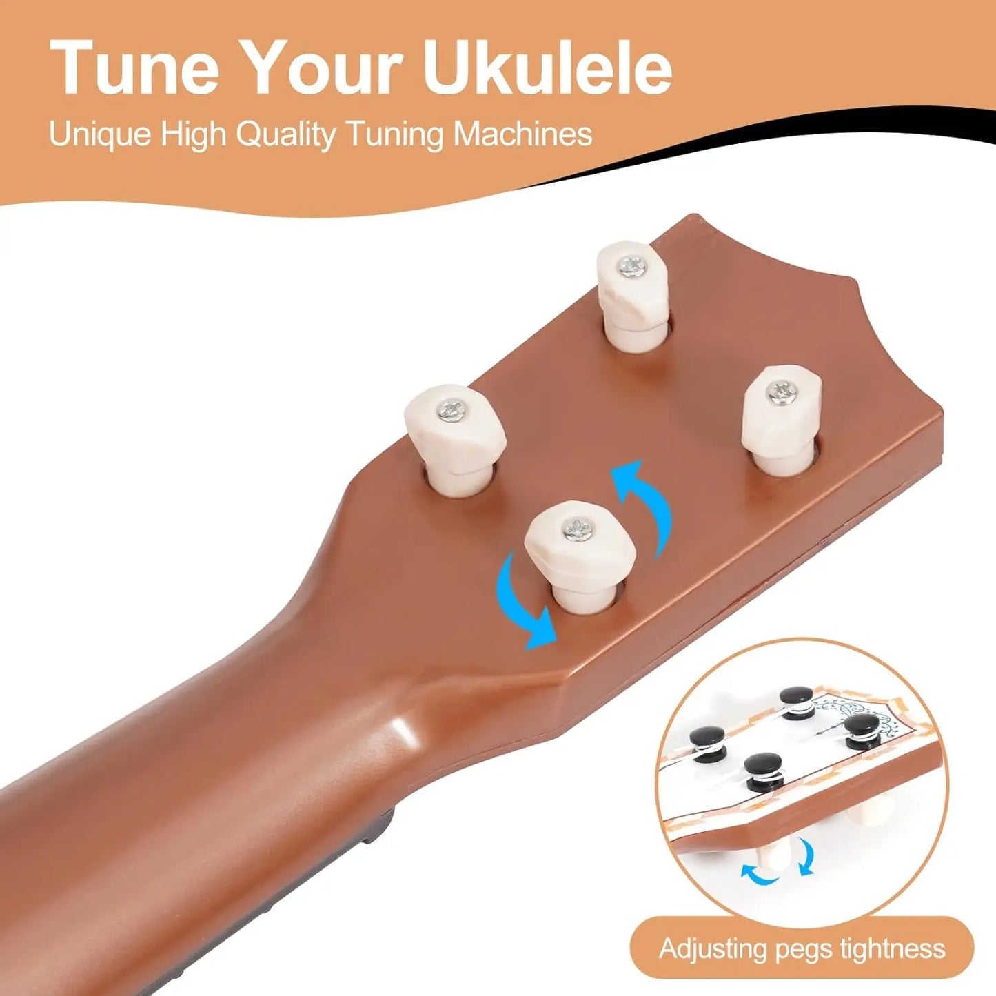 17in Ukulele Guitar for Kids - 4 String Mini Learning Instrument Educational Musical Toy Gift for Ages 3-9 Boys Girls