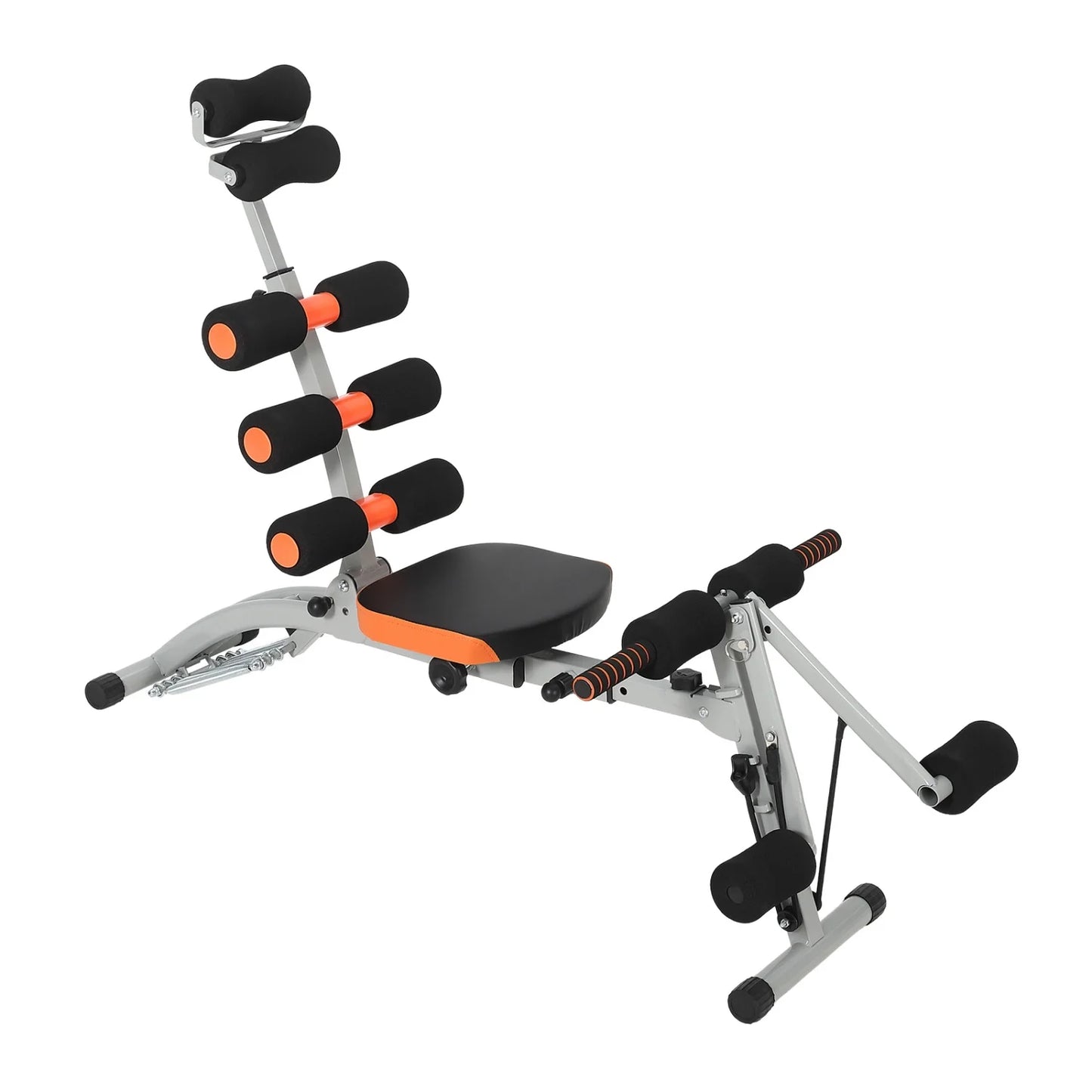 Adjustable Ab Bench with Resistance Bands for Core & Full Body Workout– Collapsible Sit-Up Bench,Home Gym Fitness Equipment