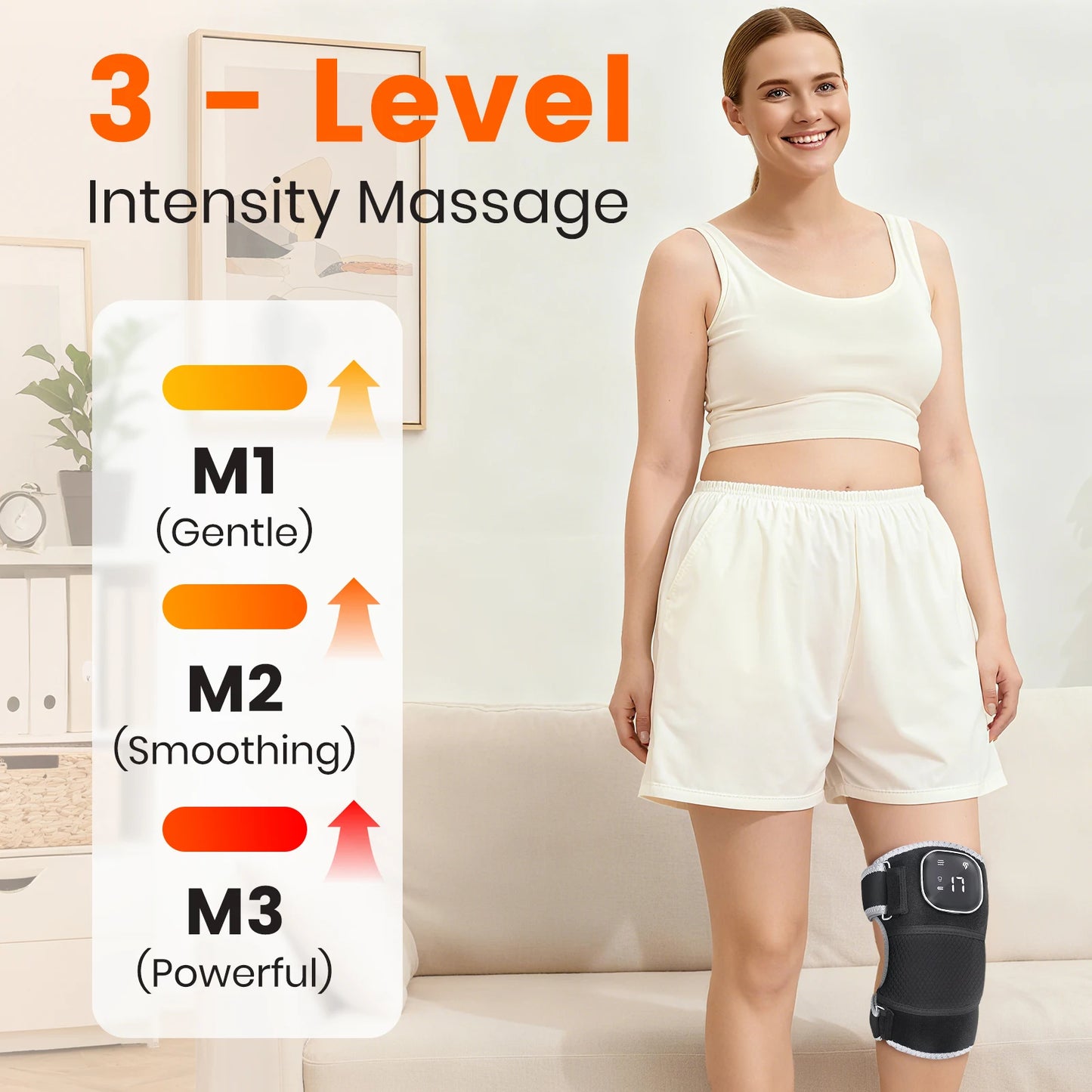 Cordless Red Light Knee Heating Vibration Massage 3-in-1 Electric Knee Massager with 5 Vibration & 6 Heating Modes Parents Elder