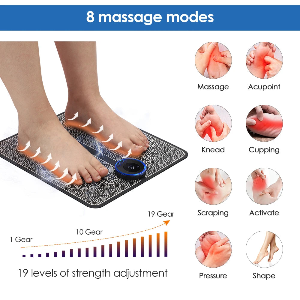 Hailicare Rechargeable EMS Foot Massager Pad for Muscle Relaxation