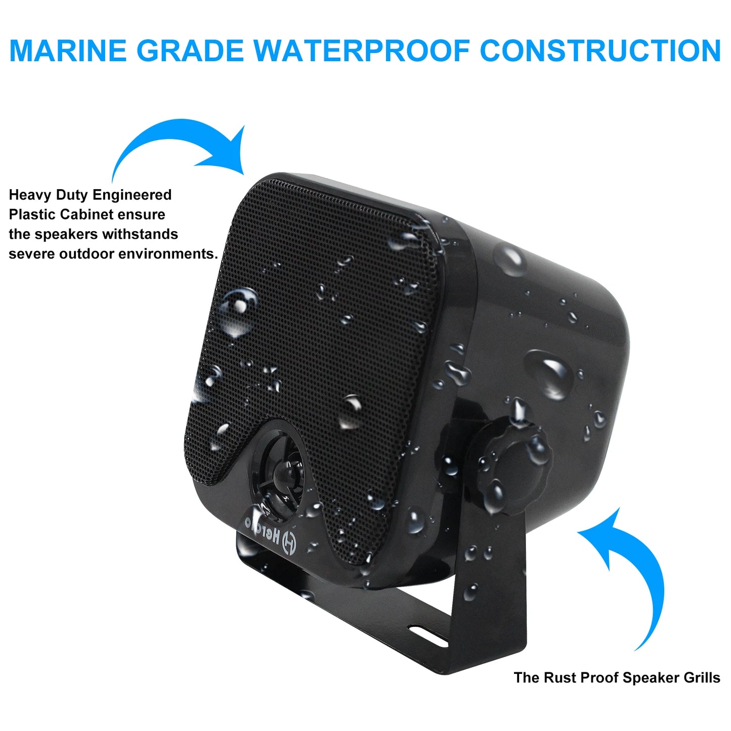 Herdio 4'' Bluetooth Marine Speakers 100W Heavy Duty Waterproof- Surface Mounted for Camper ATV UTV RZR Golf Cart Boat