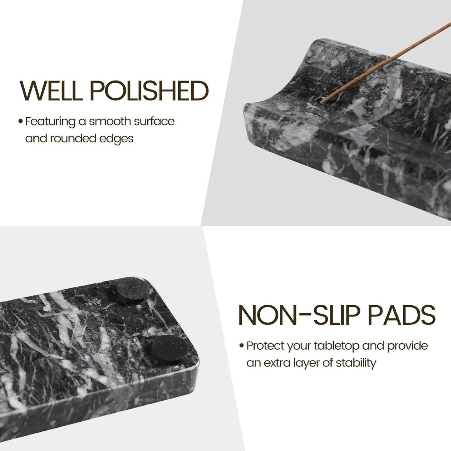 Marble Incense Holder for Sticks, Ash Catcher, Natural Stone Burner for Meditation Yoga SPA, Home Table Decor