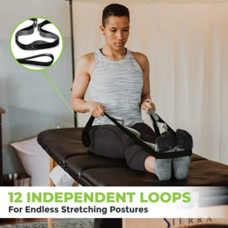 Stretching Strap for Physical Therapy 12 Multi-Loop Stretch Strap 1 W x 8' L Neoprene Handles Yoga Straps for Stretching Leg St