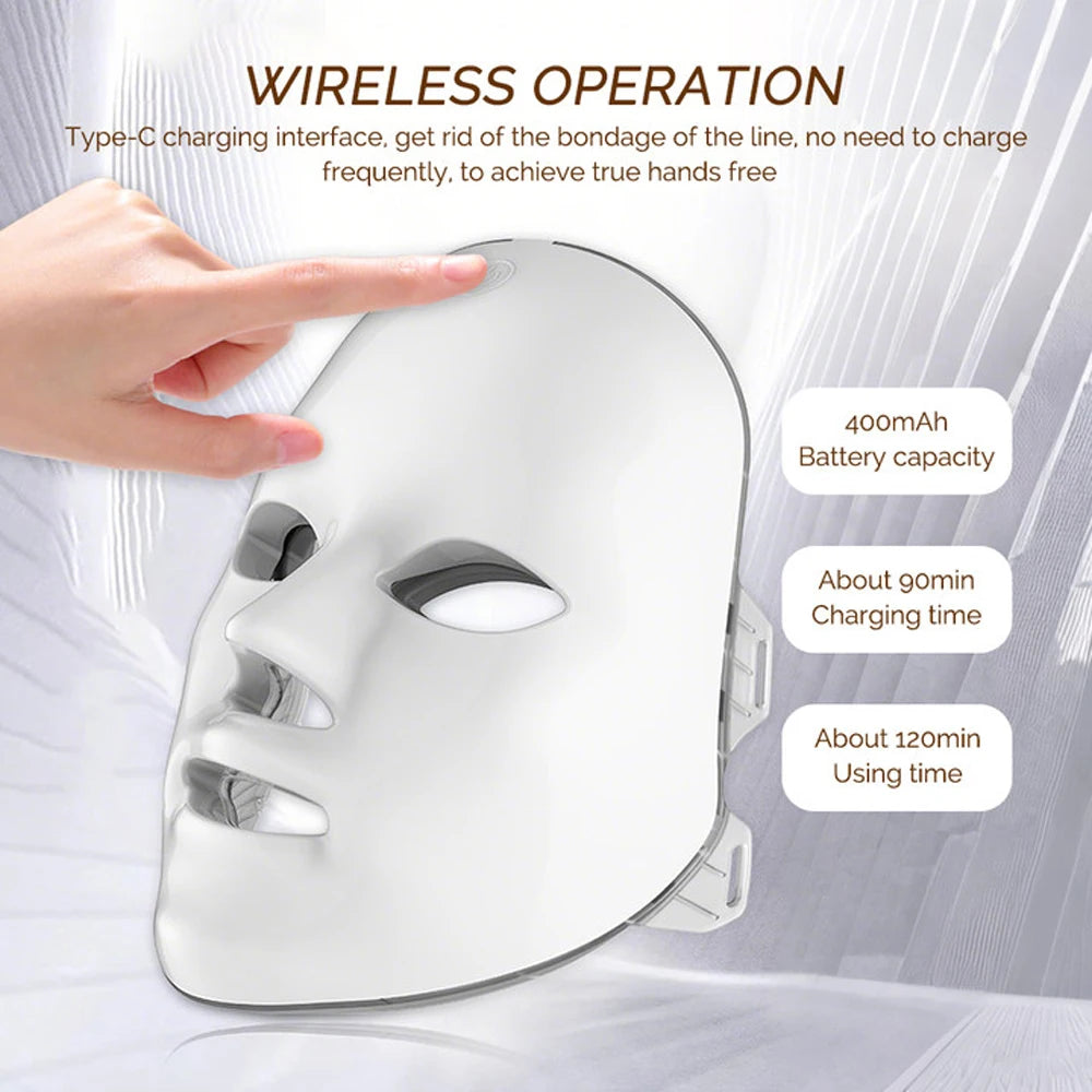 Iebilif Wireless LED Facial Mask for Skin Rejuvenation and Care