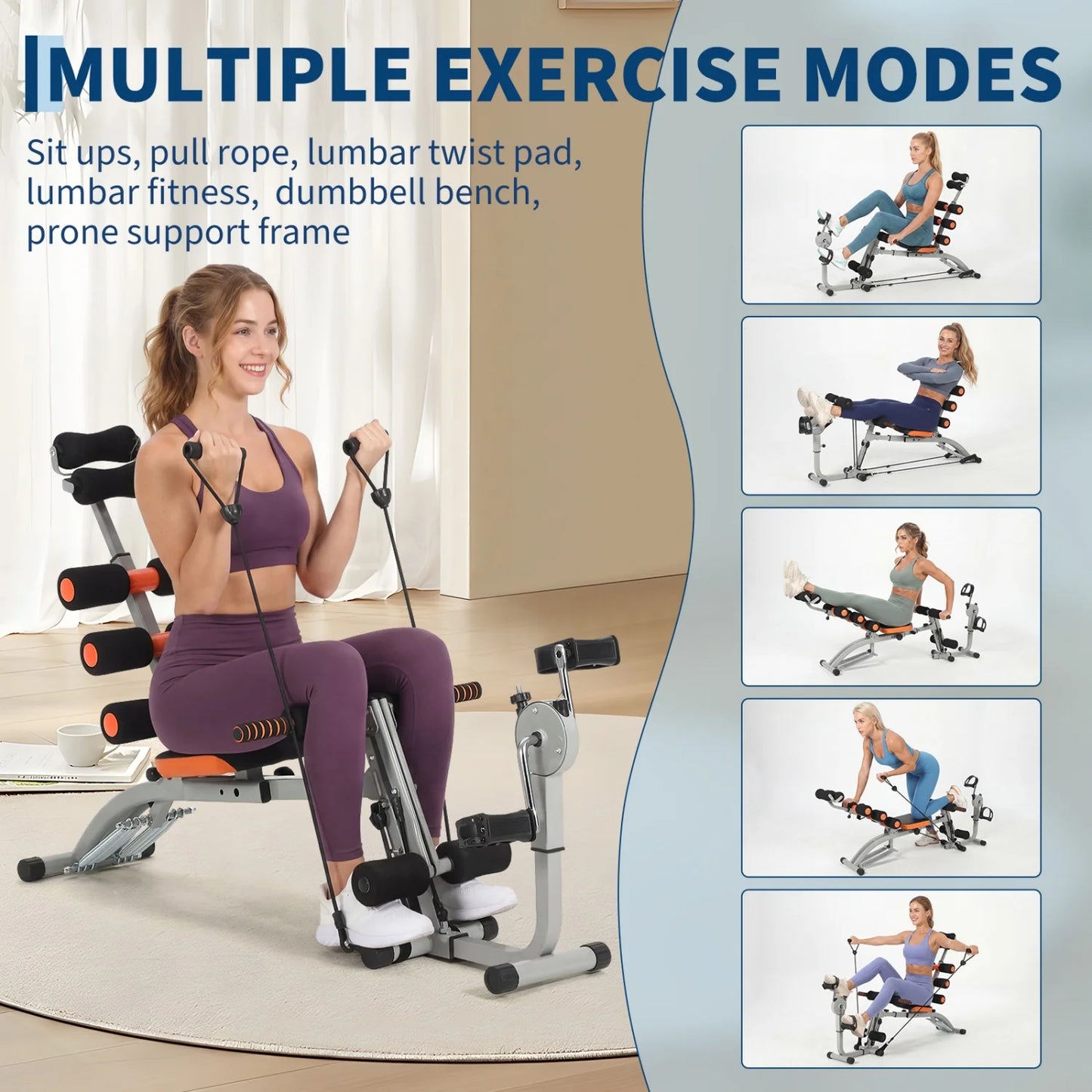 Adjustable Ab Bench with Resistance Bands for Core & Full Body Workout– Collapsible Sit-Up Bench,Home Gym Fitness Equipment